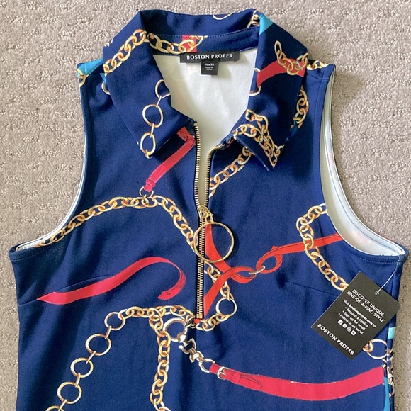 New BOSTON PROPER Status Zip Collared Dress, XS. - Picture 4 of 12
